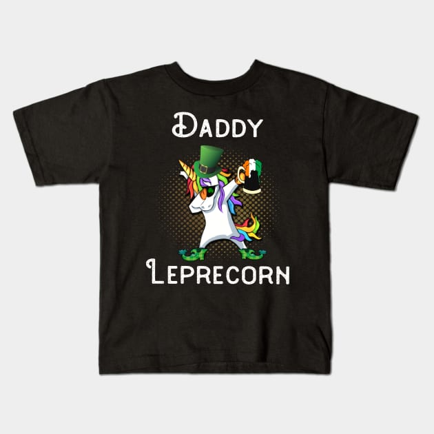 Dabbing Leprecorn Beer Shamrock Leprechaun St Patrick's St Paddy's Day Daddy Kids T-Shirt by familycuteycom